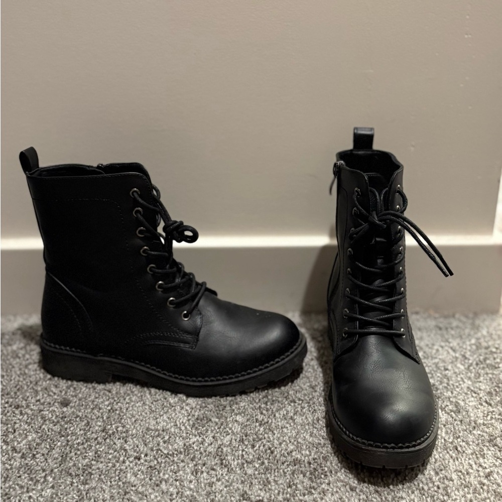 Black Lace-Up Ankle Boots